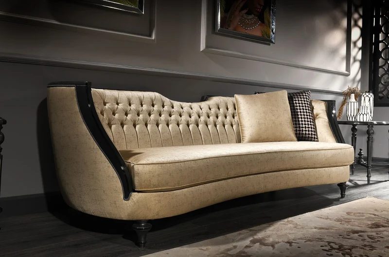 Casa Padrino Luxus Barock Sofa Gold / Schwarz 257 x 100 x H. 86 cm - Prunkvolles Wohnzimmer Sofa - Barockmöbel