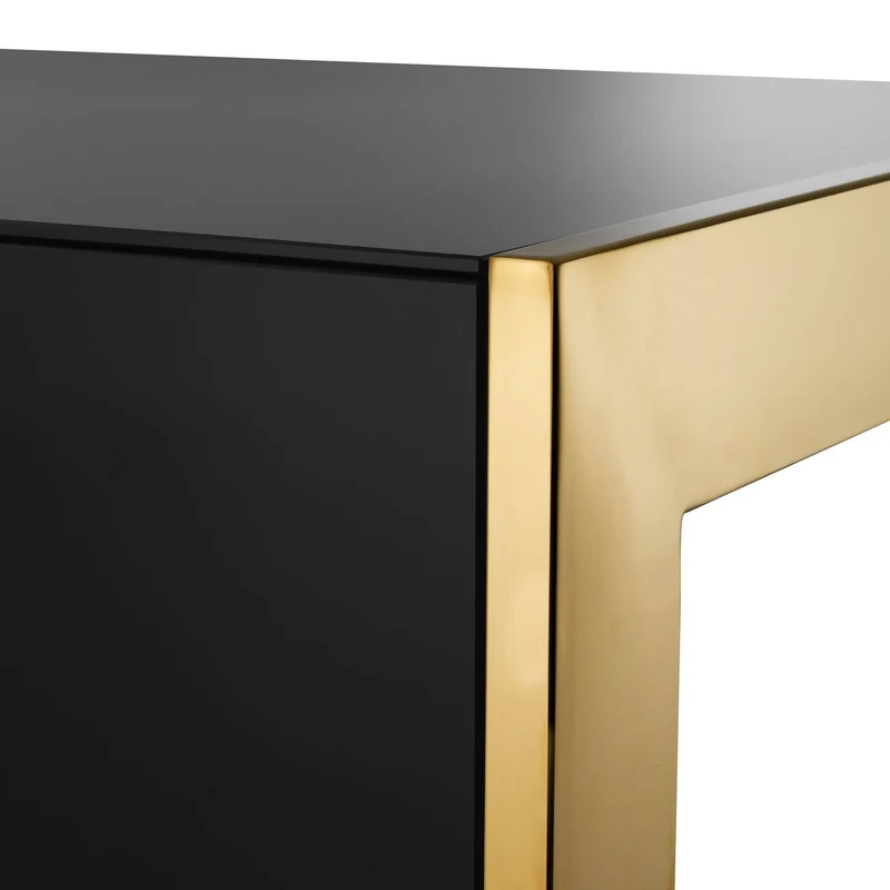 Casa Padrino Luxus Schreibtisch Schwarz / Gold 160,5 x 65 x H. 75,5 cm - Luxus Möbel - Büromöbel