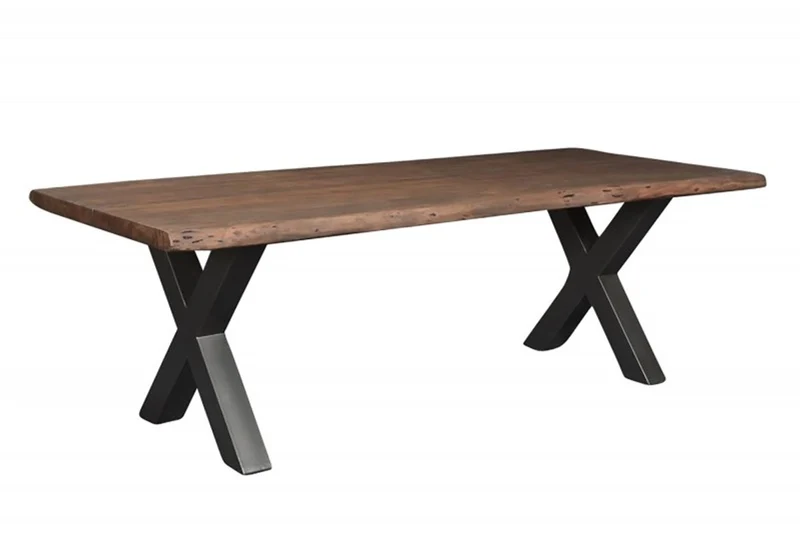 Casa Padrino Massivholz Esstisch Akazie mit Eisengestell 200 x 100 x H.77 cm - Designer Tisch
