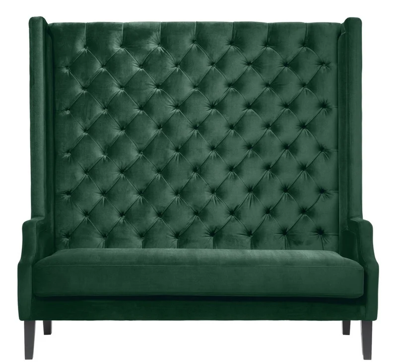 Casa Padrino Luxus Hochlehnsofa Dunkelgrün / Schwarz 160 x 68 x H. 160 cm - Chesterfield Samtsofa - Chesterfield Möbel