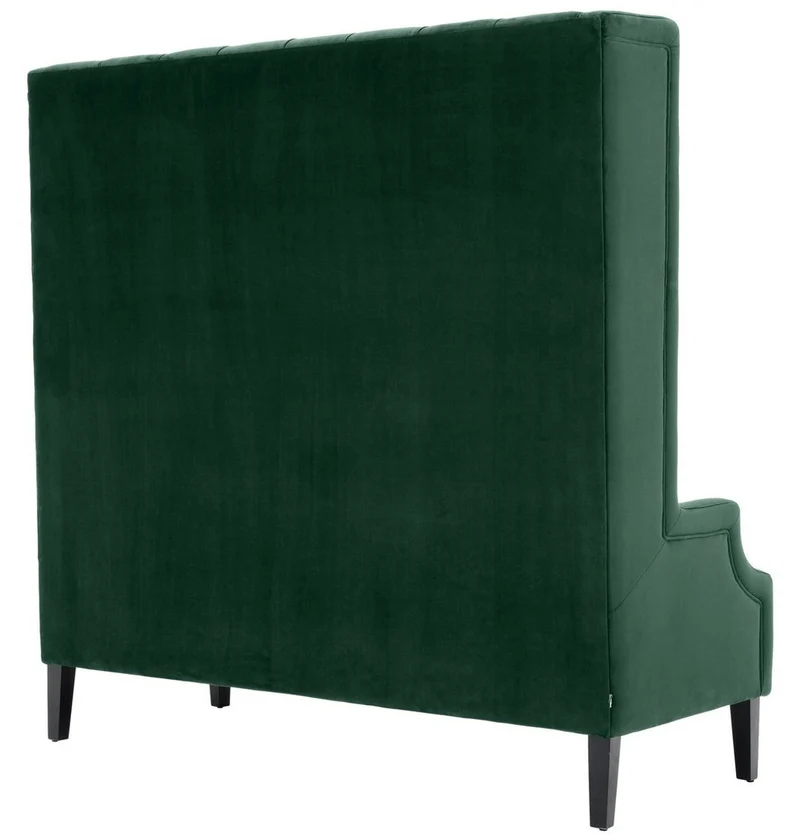 Casa Padrino Luxus Hochlehnsofa Dunkelgrün / Schwarz 160 x 68 x H. 160 cm - Chesterfield Samtsofa - Chesterfield Möbel