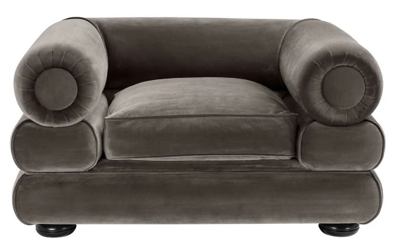 Casa Padrino Luxus Samt Sessel Grau / Schwarz 120 x 96 x H. 65 cm - Wohnzimmer Sessel - Luxus Qualität