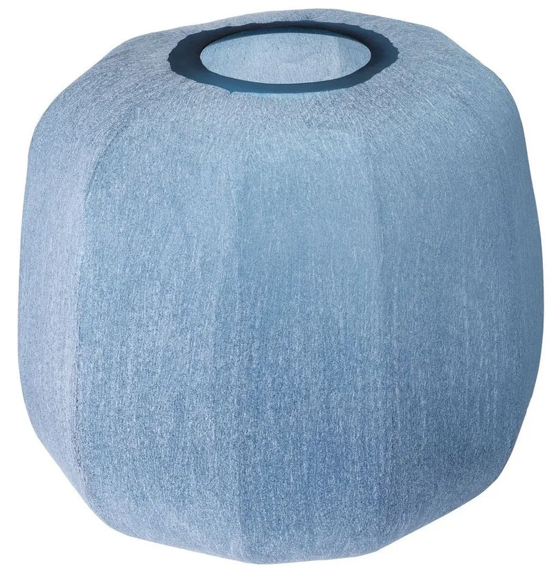 Casa Padrino Luxus Deko Glas Vase Blau Ø 33 x H. 32 cm - Mundgeblasene Blumenvase - Luxus Deko Accessoires