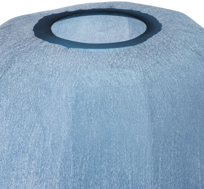 Casa Padrino Luxus Deko Glas Vase Blau Ø 33 x H. 32 cm - Mundgeblasene Blumenvase - Luxus Deko Accessoires