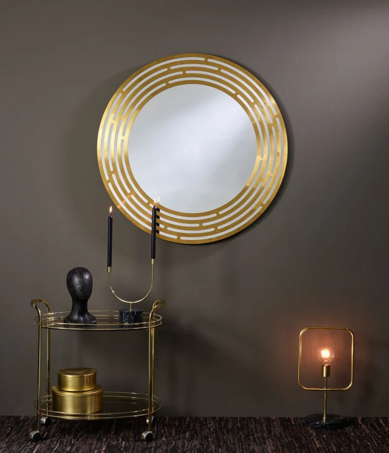 Casa Padrino Luxus Spiegel Messingfarben Ø 100 cm - Runder Wandspiegel mit Metallrahmen - Luxus Kollektion