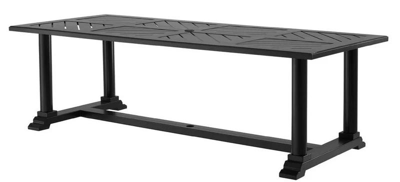 Casa Padrino Luxus Esstisch Mattschwarz 240 x 103 x H. 75 cm - Rechteckiger Küchentisch aus hochwertigen strapazierbarem Aluminium - Gartentisch