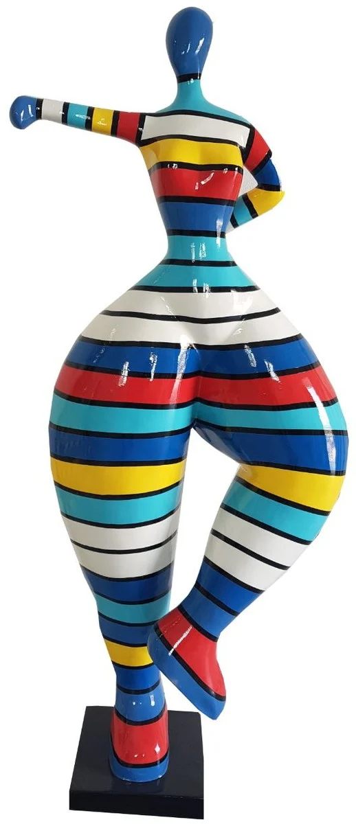 Casa Padrino Designer Deko Skulptur Frau beim Sport Mehrfarbig H. 132 cm - Dekofigur - Gartendeko Skulptur - Gartenfigur