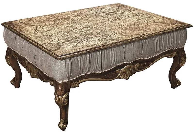 Casa Padrino Luxus Barock Wohnzimmer Set Silbergrau / Braun / Gold - 2 Sofas & 2 Sessel & 1 Couchtisch - Wohnzimmer Möbel - Edel & Prunkvoll