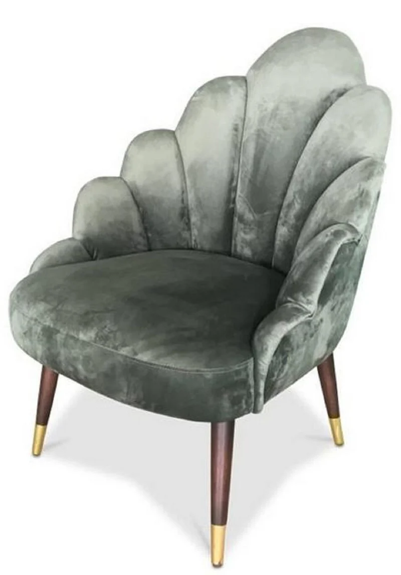Casa Padrino Wohnzimmer Samt Sessel Oliv / Braun / Gold 70 x 79 x H. 93 cm - Luxus Wohnzimmermöbel