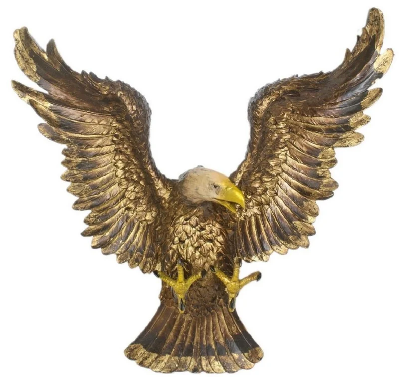 Casa Padrino Barock Wanddeko Adler Figur Gold / Mehrfarbig 90 x 20 x H. 80 cm - Skulptur - Dekofigur im Barockstil