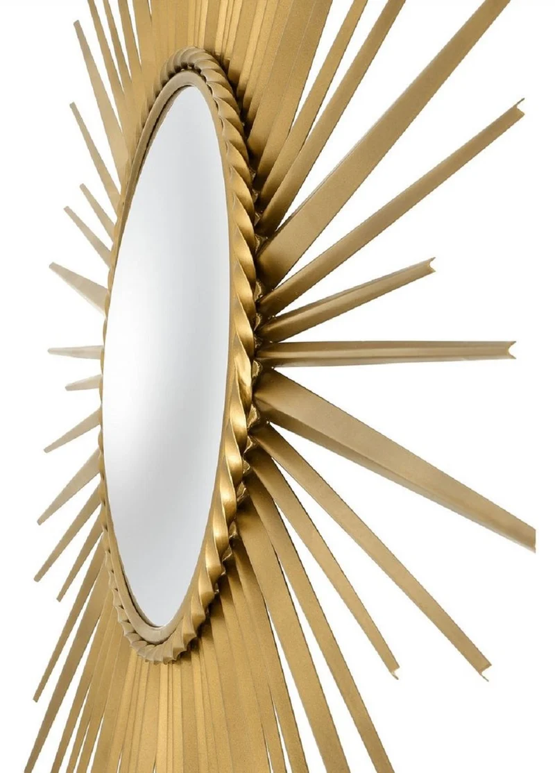 Casa Padrino Luxus Spiegel Antik Gold Ø 96 cm - Edelstahl Wandspiegel mit konvexem Spiegelglas - Luxus Qualität