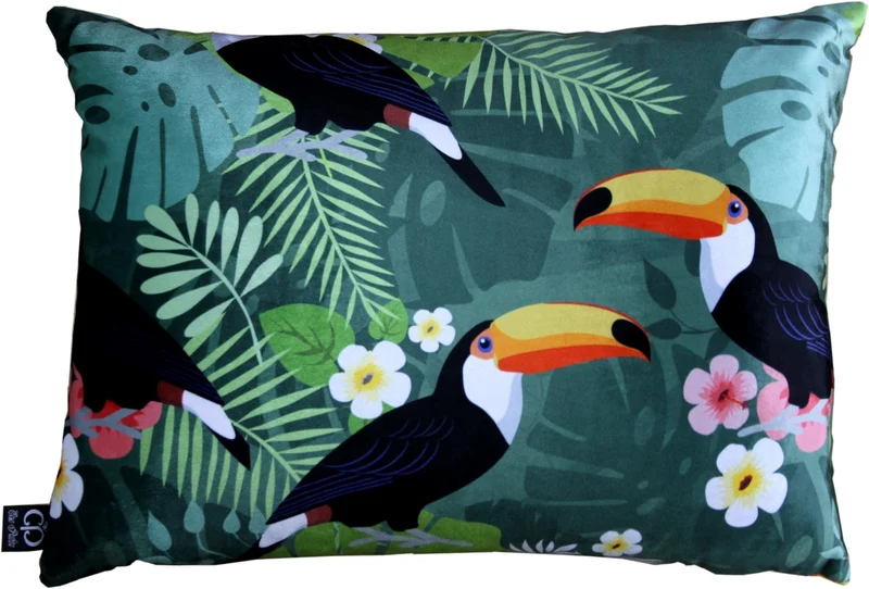 Casa Padrino Luxus Deko Kissen Hawaii Tropical Mehrfarbig 35 x 55 cm - Feinster Samtstoff - Luxus Qualität