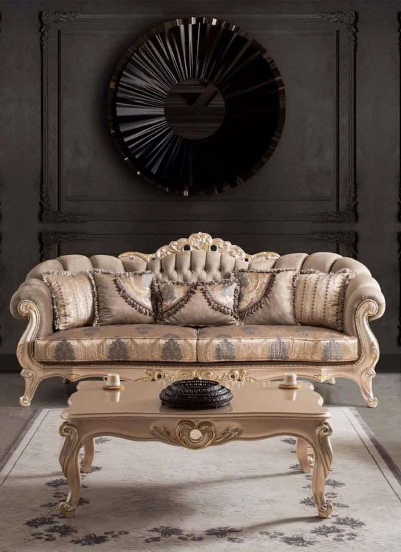 Casa Padrino Luxus Barock Couchtisch Bronze / Gold 122 x 82 x H. 46 cm - Massivholz Wohnzimmertisch im Barockstil