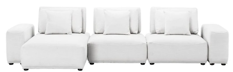 Casa Padrino Luxus Wohnlandschaft Weiß / Schwarz 340 x 159 x H. 83 cm - Wohnzimmer Sofa mit 6 Kissen - Luxus Qualität