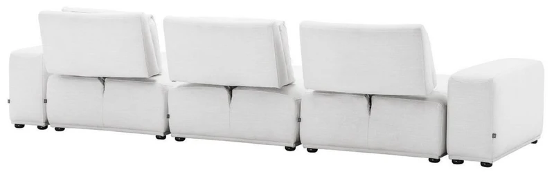 Casa Padrino Luxus Wohnlandschaft Weiß / Schwarz 340 x 159 x H. 83 cm - Wohnzimmer Sofa mit 6 Kissen - Luxus Qualität