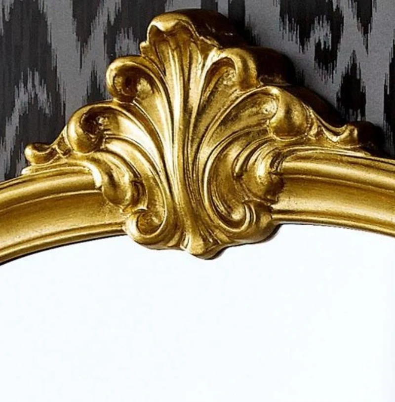 Casa Padrino Luxus Barock Spiegel Gold 92 x 5 x H. 106 cm - Wunderschöner Massivholz Wandspiegel im Barockstil