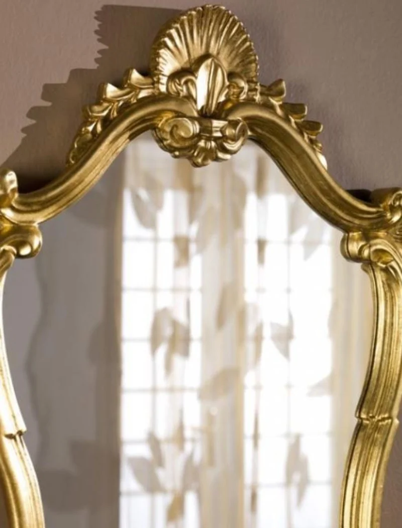 Casa Padrino Luxus Barock Wandspiegel Gold 46 x 5 x H. 73 cm - Wohnzimmer Spiegel - Garderoben Spiegel - Prunkvoller Spiegel im Barockstil