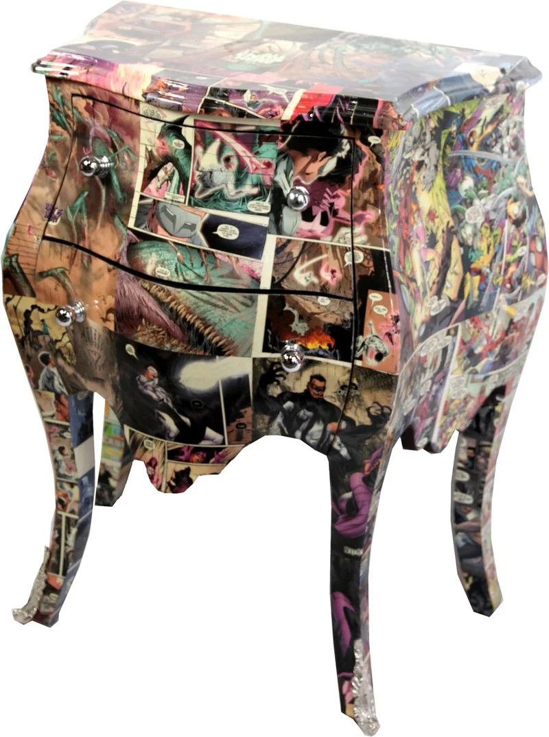 Casa Padrino Barock Kommode Comic Design 63 cm x H 75 cm Mod3 - Handgefertigtes Unikat - Limited Edition
