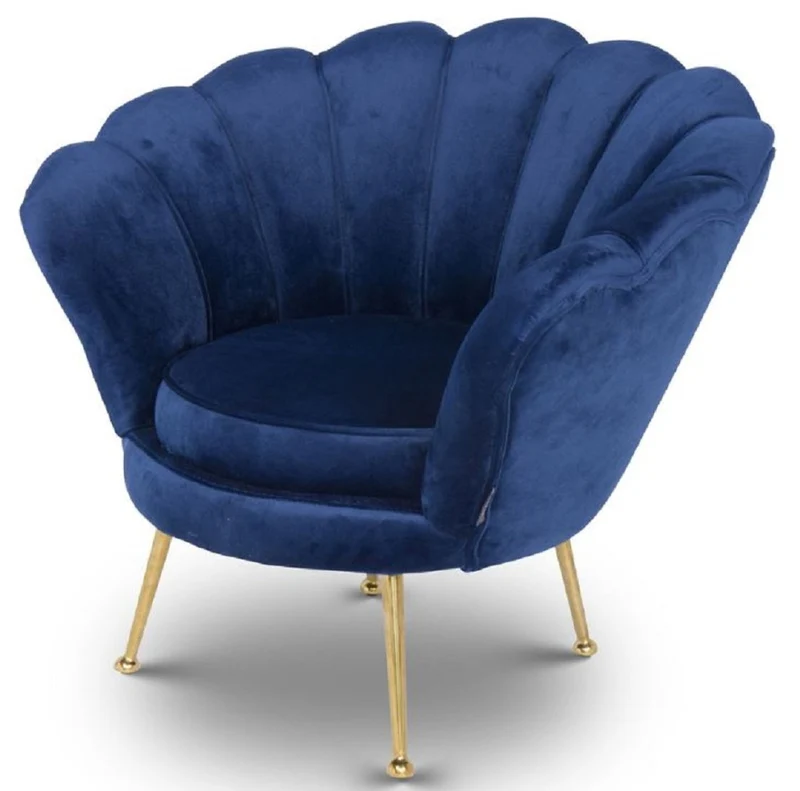 Casa Padrino Designer Kinder Samt Sessel Blau / Messingfarben 96 x 79 x H. 78 cm - Luxus Kindermöbel