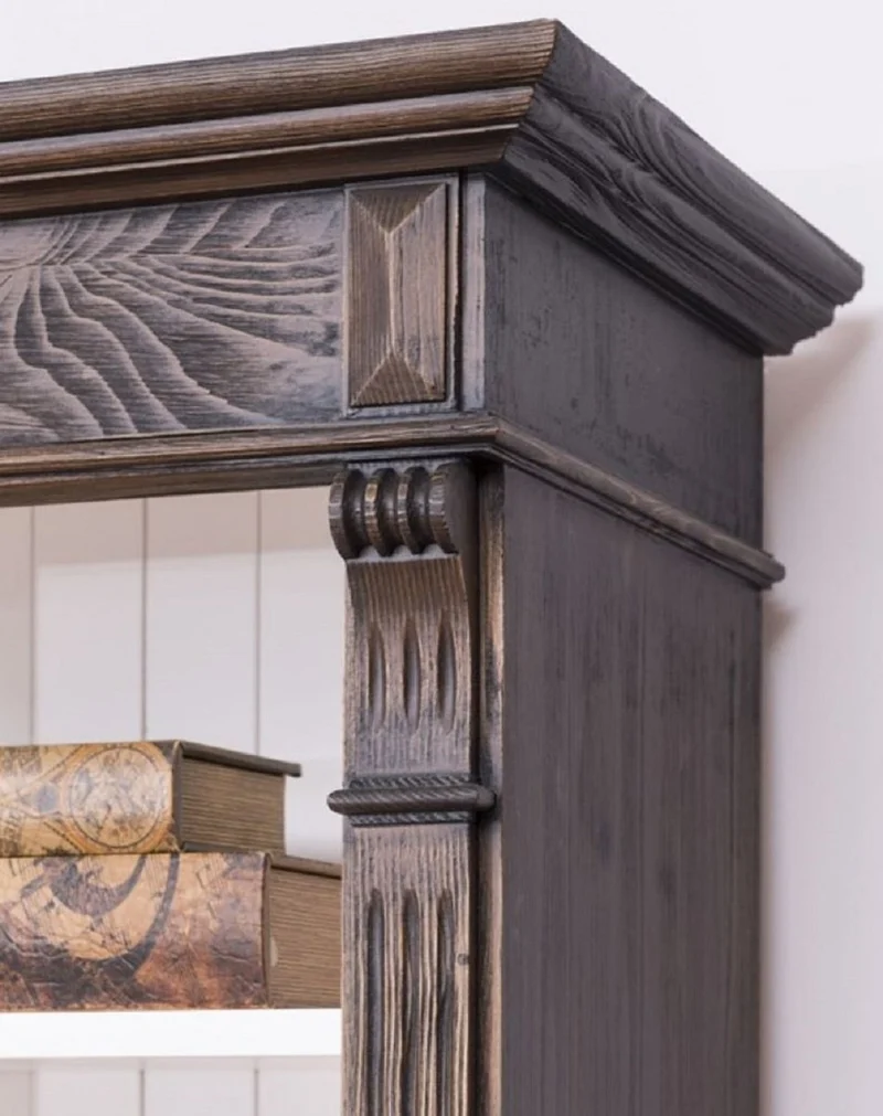Casa Padrino Landhausstil Bücherschrank Braun / Weiß 120 x 37 x H. 197 cm - Massivholz Schrank - Regalschrank - Wohnzimmerschrank - Landhausstil Möbel