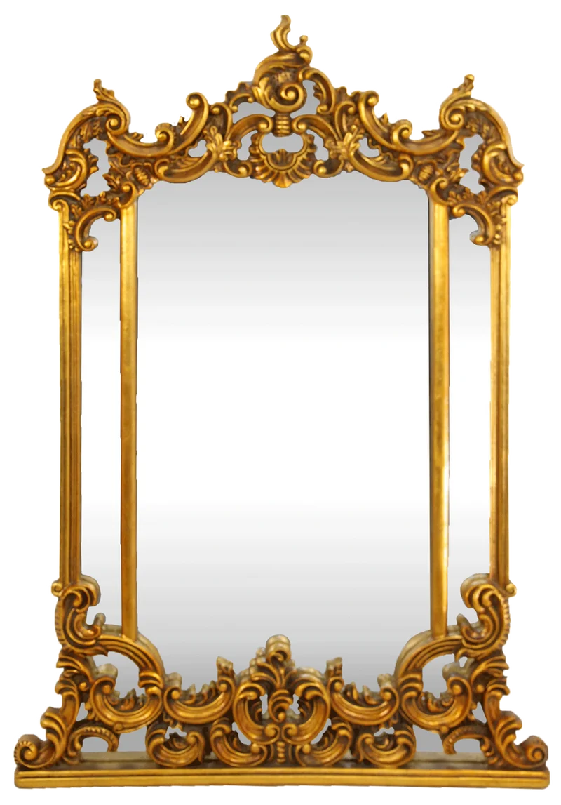 Casa Padrino Barock Wandspiegel Gold 90 x H. 125 cm - Handgefertigter Spiegel mit prunkvollen Verzierungen - Möbel im Barockstil