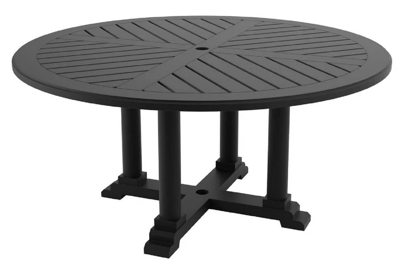 Casa Padrino Luxus Esstisch Mattschwarz Ø 160 x H. 75 cm - Runder Küchentisch aus hochwertigen strapazierbarem Aluminium - Gartentisch