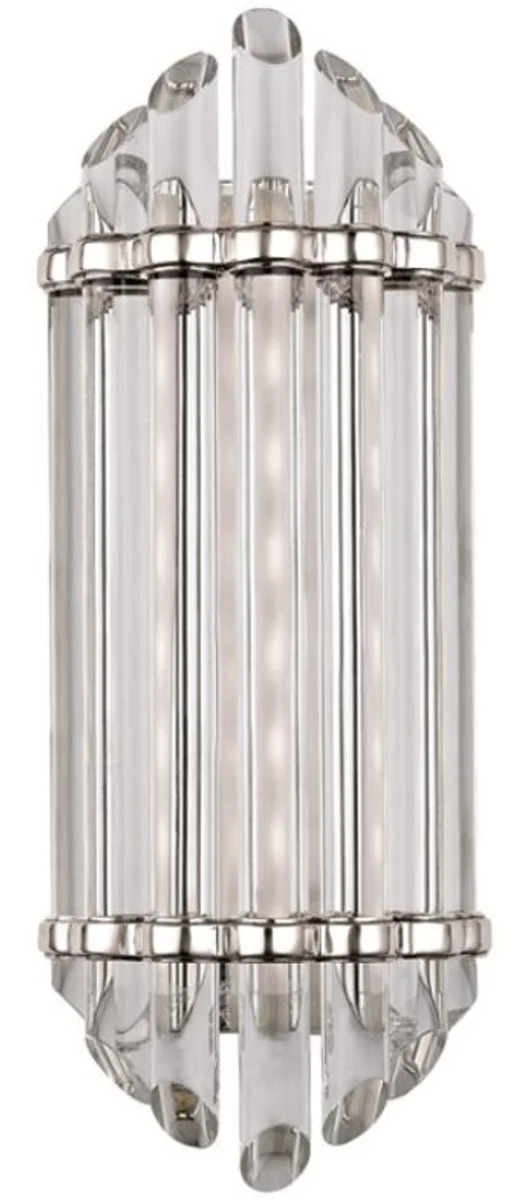 Casa Padrino Luxus Art Deco LED Wandleuchte Silber 16,5 x 10,8 x H. 41,9 cm - Luxus Qualität