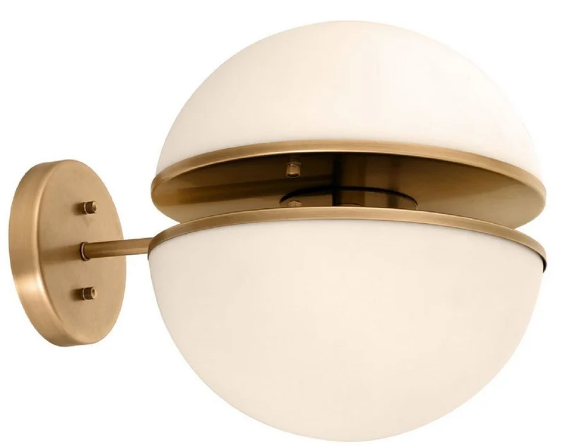 Casa Padrino Luxus Wandleuchte Antik Messingfarben / Weiß 30 x 40 x H. 30 cm - Hotel & Restaurant Lampe
