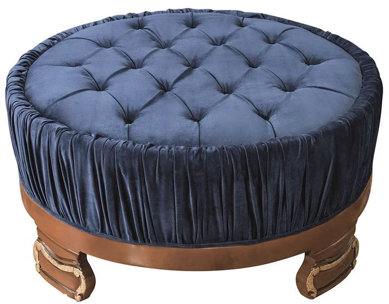 Casa Padrino Luxus Barock Wohnzimmer Set Blau / Braun - 2 Sofas & 2 Sessel & 1 Couchtisch - Prunkvolle Wohnzimmer Möbel im Barockstil