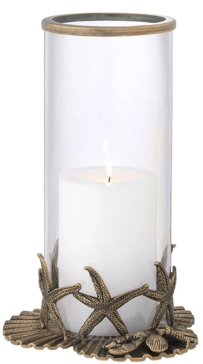 Casa Padrino Luxus Kerzenleuchter Vintage Messingfarben Ø 20,5 x H. 31,5 cm - Luxus Deko Accessoires