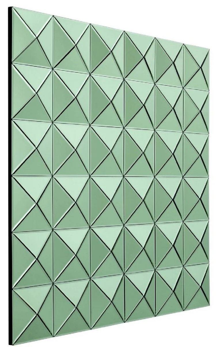Casa Padrino Designer Spiegel Grün 110 x 4 x H. 110 cm - Luxus Wohnzimmer Wandspiegel - Designermöbel