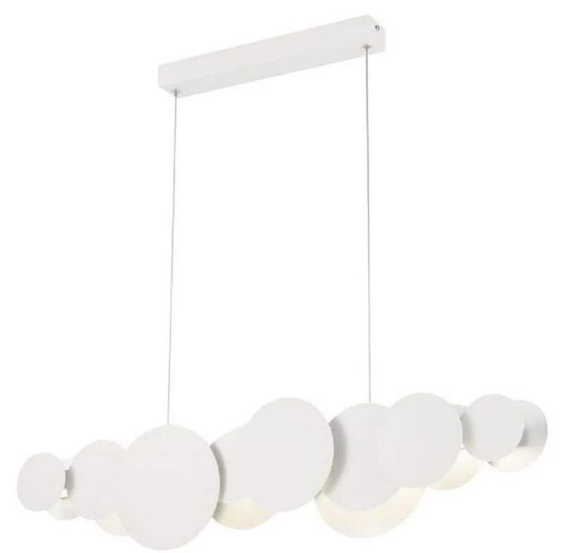 Casa Padrino Designer LED Hängeleuchte Weiß / Silber 82 x 8 x H. 38 cm - Luxus Pendelleuchte