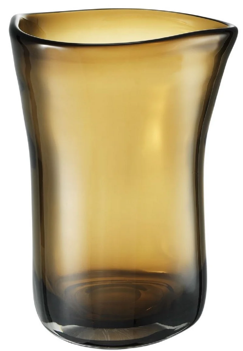 Casa Padrino Luxus Deko Glas Vase Braun Ø 20 x H. 27,5 cm - Mundgeblasene Blumenvase - Luxus Deko Accessoires