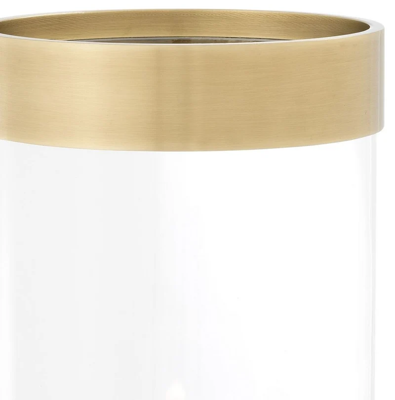Casa Padrino Luxus Kerzenleuchter Antik Messing Ø 20,5 x H. 41,5 cm - Runder Glas Kerzenleuchter mit Aluminium Ring - Luxus Qualität