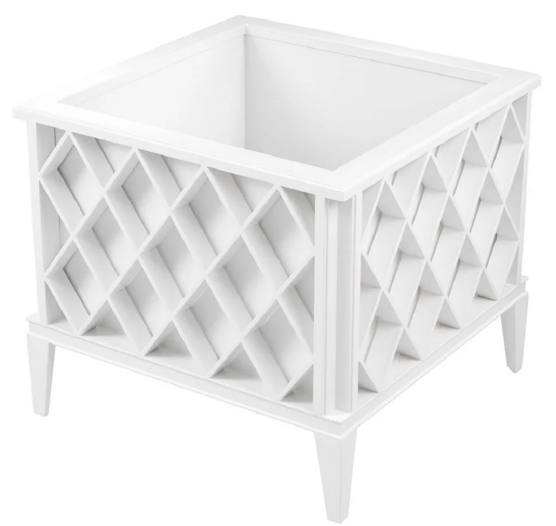 Casa Padrino Luxus Blumentopf Weiß 76 x 76 x H. 69 cm - Edler Aluminium Pflanzentopf - Balkon Terrassen Garten Deko Accessoires
