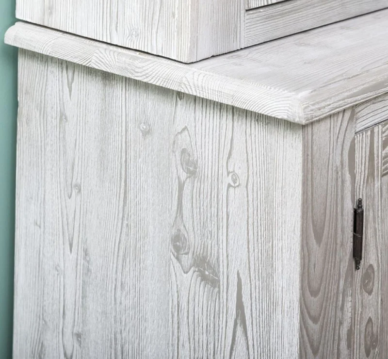 Casa Padrino Landhausstil Küchenschrank Grau / Weiß 244 x 47 x H. 225 cm - 2 Teiliger Schrank mit 6 Türen und 12 Schubladen - Landhausstil Küchenmöbel