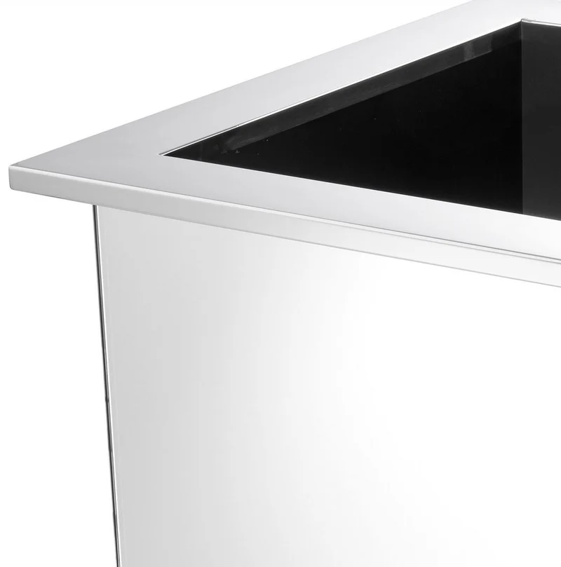 Casa Padrino Luxus Blumentopf Silber 50 x 50 x H. 49 cm - Edelstahl Pflanzentopf mit Spiegelglas