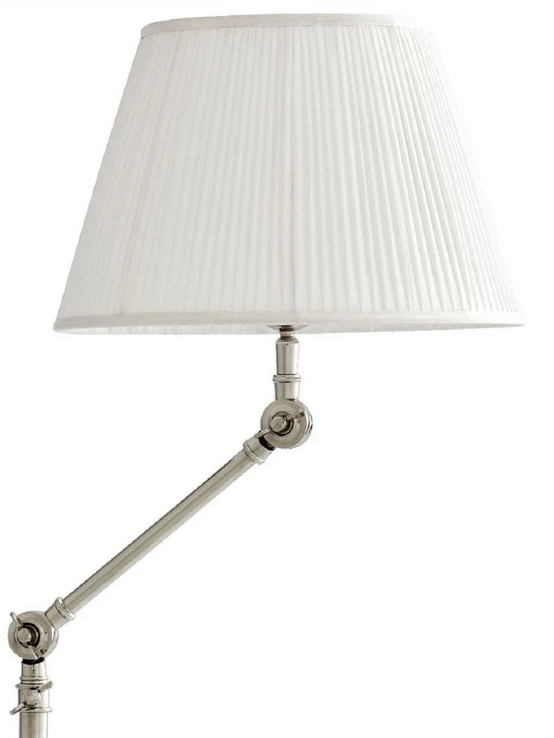 Casa Padrino Luxus Stehleuchte mit Schwenkarm Silber / Weiß Ø 30 x H. 115-143 cm - Höhenverstellbare Wohnzimmer Lampe