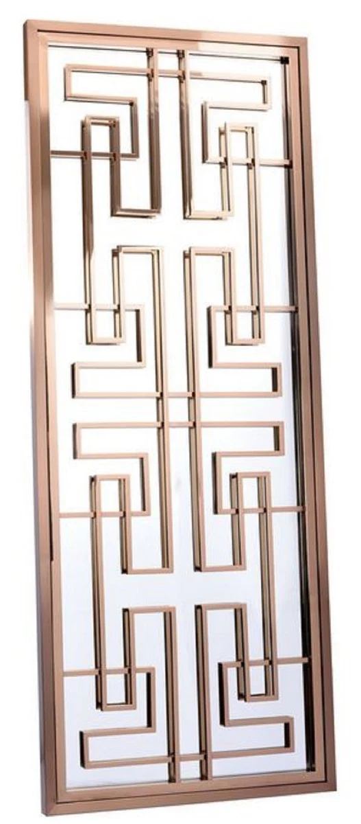 Casa Padrino Luxus Edelstahl Wandspiegel Rosegold 85 x 6 x H. 220 cm - Designer Spiegel - Garderobenspiegel - Wohnzimmer Spiegel