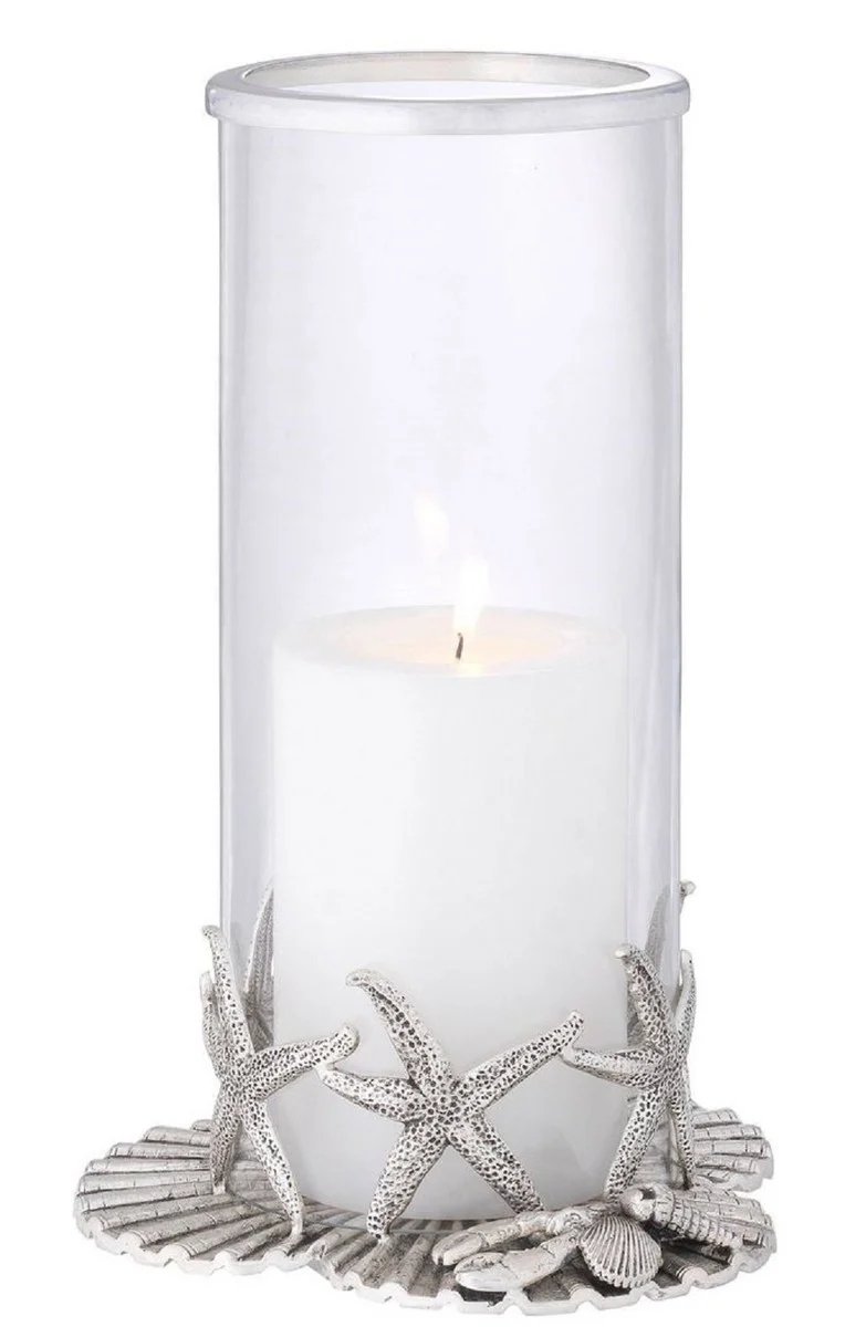 Casa Padrino Luxus Kerzenleuchter Antik Silber Ø 20,5 x H. 31,5 cm - Luxus Deko Accessoires