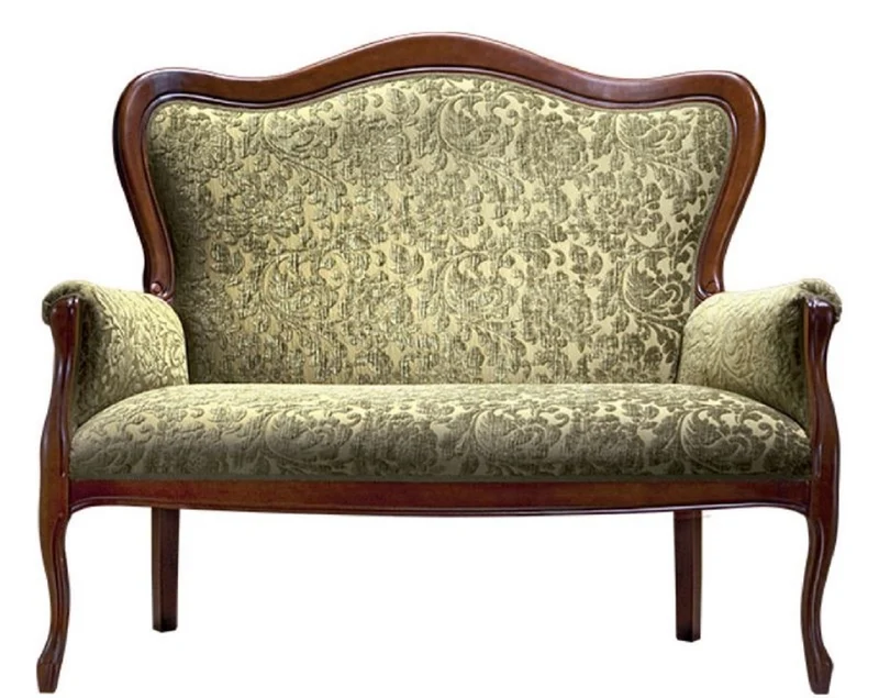 Casa Padrino Luxus Barock Sofa Grün / Dunkelbraun 124 x 74 x H. 107 cm - Barock Wohnzimmermöbel