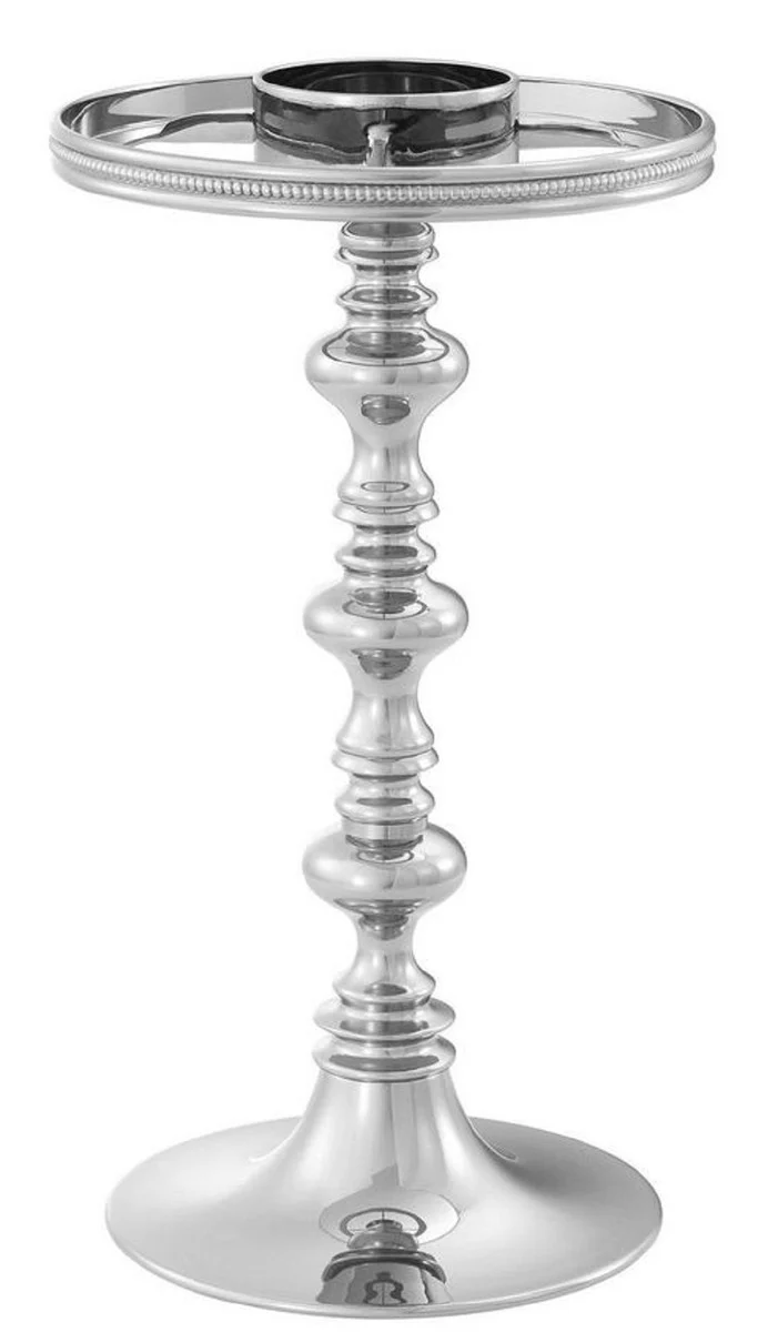 Casa Padrino Luxus Messing Teelichthalter mit Lampenschirm Silber Ø 16 x H. 39 cm - Deko Accessoires