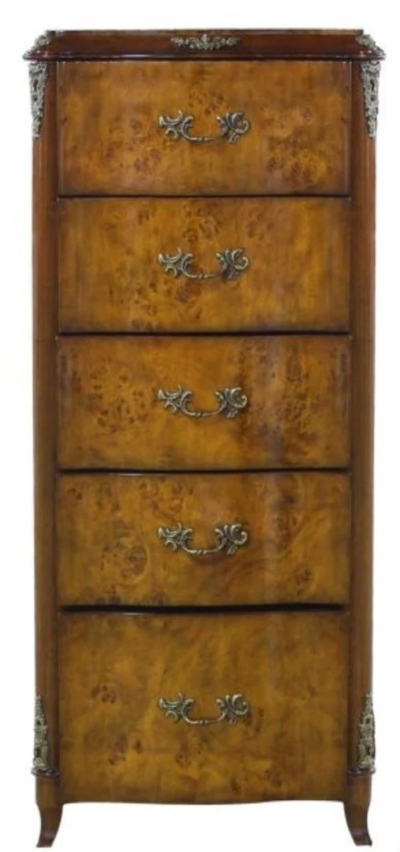 Casa Padrino Luxus Barock Kommode mit 5 Schubladen Hellbraun / Braun 56 x 36 x H. 128 cm - Barockmöbel