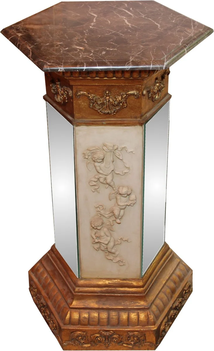 Casa Padrino Barock Säule Antik Gold / Braun 84 x 51 cm - Antik Stil Säule - Limited Edition