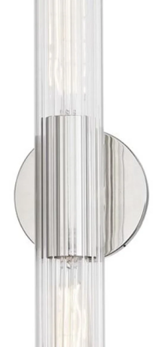 Casa Padrino Luxus Wandleuchte Silber 12,1 x 8,9 x H. 62,9 cm - Wohnzimmer Wandlampe