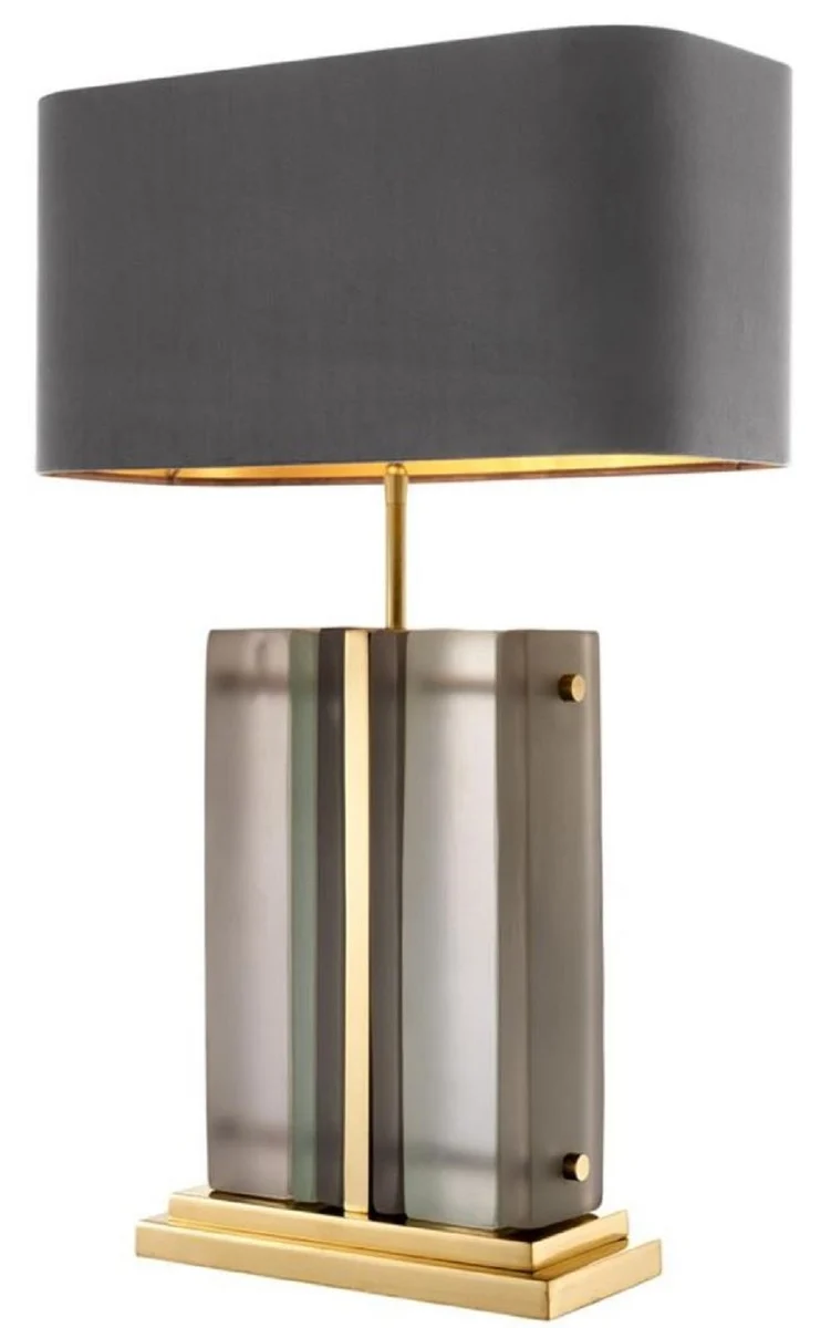 Casa Padrino Luxus Tischleuchte Gold / Grau 45 x 22 x H. 73 cm - Hotel & Restaurant Tischlampe