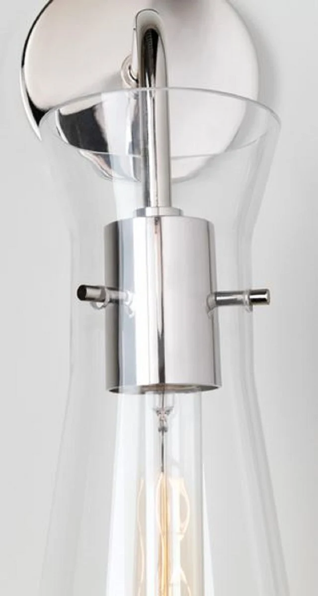 Casa Padrino Luxus Wandleuchte Silber 14 x 19,1 x H. 47 cm - Hotel & Restaurant Lampe