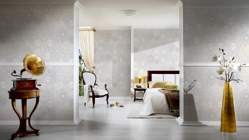 Versace Designer Barock Vliestapete 349014 Les Etoiles de la Mer 2 Weiß / Grau - Design Tapete - Hochwertige Qualität