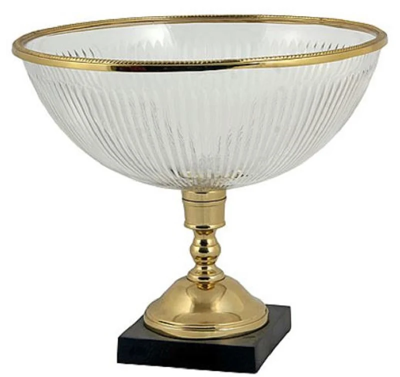 Casa Padrino Art Deco Schüssel Gold / Schwarz Ø 25 x H. 24 cm - Hotel & Restaurant Deko Accessoires