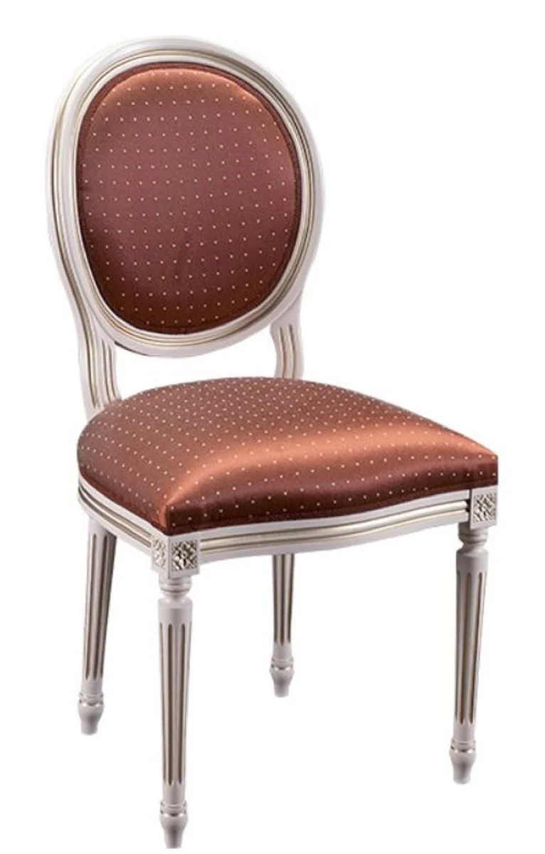 Casa Padrino Luxus Barock Esszimmer Set Creme / Gold / Orange 49 x 43,5 x H. 98 cm - 4 Esszimmerstühle - Esszimmermöbel